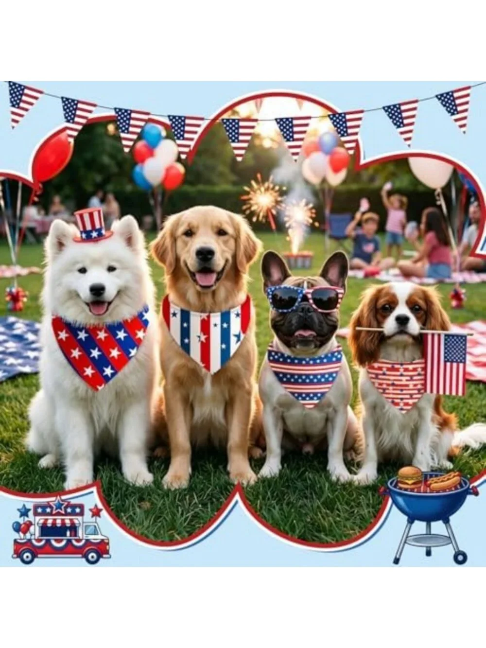 100 Pcs Veterans Day Dog Bandanas - Bulk for Small, Medium & Large Dogs
